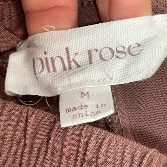 Pink rose boho mauve ruched ankle flowy high rise crop pants joggers women’s M - Picture 9 of 16